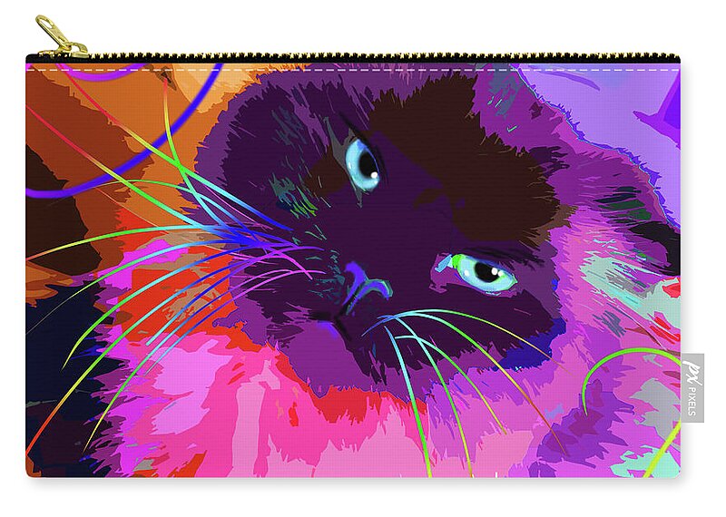 Dizzycats Zip Pouch featuring the painting pOpCat Misha by DC Langer