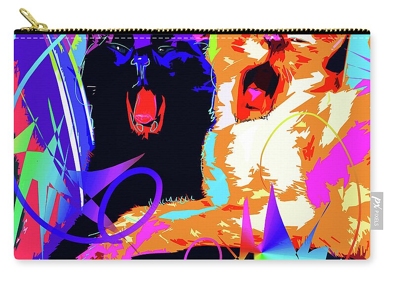 Kona Zip Pouch featuring the painting pOpCats Kona and Bo by DC Langer