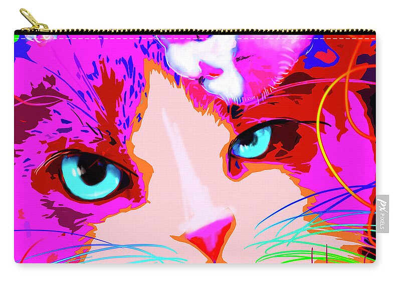 Dizzycats Zip Pouch featuring the painting pOpCats Mama Gina and Baby Gino by DC Langer