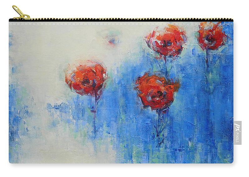 Flowers Zip Pouch featuring the painting Poppies n Cream by Dan Campbell