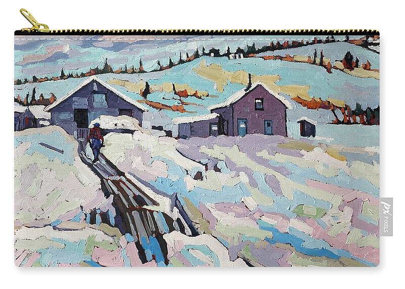 2241 Zip Pouch featuring the painting Port Coldwell Hauling Ice by Phil Chadwick