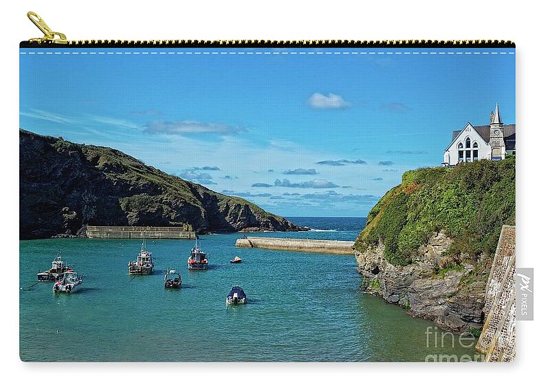 Port Isaac Zip Pouch featuring the photograph Port Isaac Harbour, Cornwall by David Birchall
