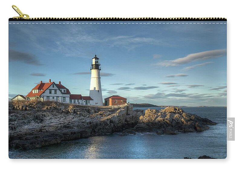 Outdoors Zip Pouch featuring the photograph Portland Head Lighthouse by Kenneth C. Zirkel