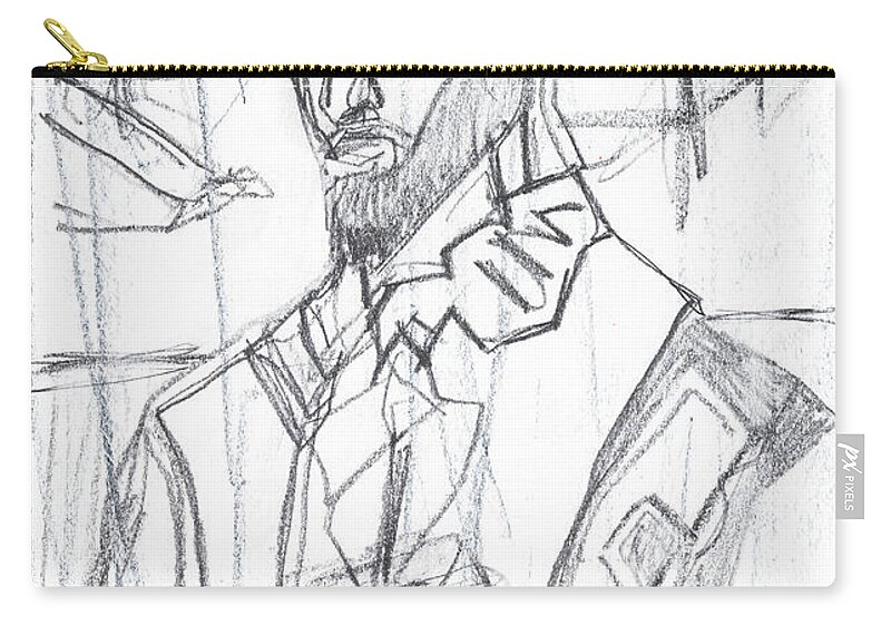 Portrait Zip Pouch featuring the drawing Portrait of a Man 6 by Edgeworth Johnstone