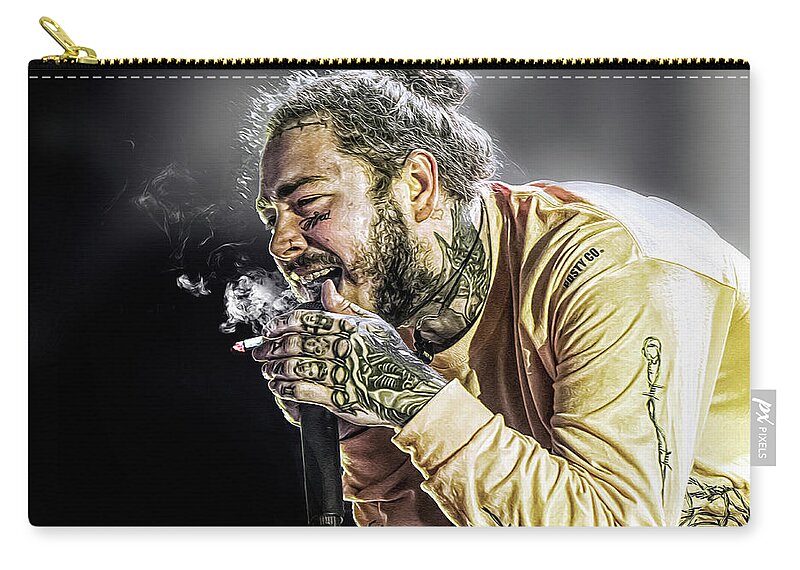 Post Malone Zip Pouch featuring the digital art Post Malone by Mal Bray