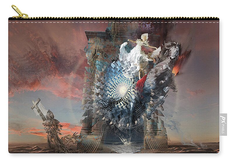Horseman Carry-all Pouch featuring the digital art Post-tribulation Rapture or Seventh Horseman of Apocalypse by George Grie