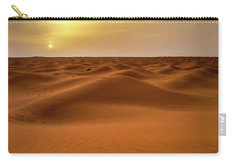 Scenics Zip Pouch featuring the photograph Posta De Sol Al Desert De Tunisia by Copyright Antoni Torres