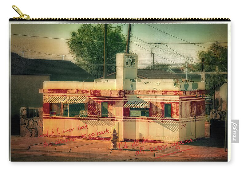 Highway Zip Pouch featuring the photograph Postcard for you N4 - The Diner by Micah Offman