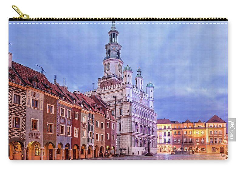 Dawn Zip Pouch featuring the photograph Poznán Early Morning, Poland by All Rights Reserved - Copyright