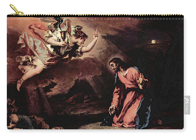 Sebastiano Ricci Zip Pouch featuring the painting Prayer of Christ on the Mount of Olives by Sebastiano Ricci