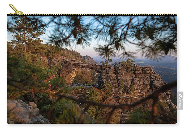 Outdoors Zip Pouch featuring the photograph Prebischtor in the evening light by Andreas Levi