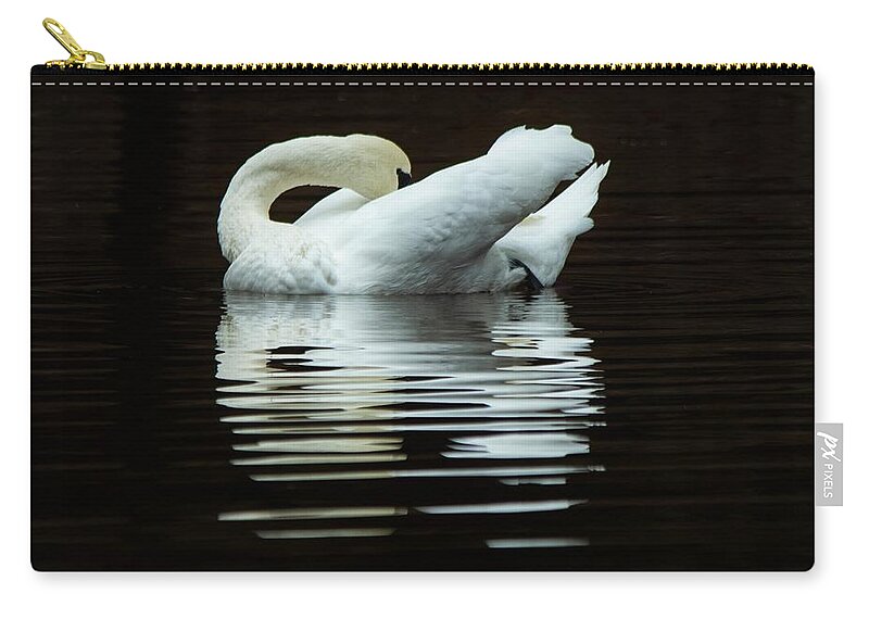Swan Zip Pouch featuring the photograph Preening Mute Swan by Mary Ann Artz