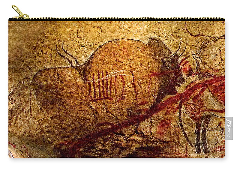 Bison Carry-all Pouch featuring the digital art Prehistoric Bison by Weston Westmoreland