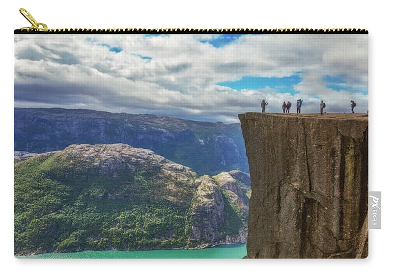 Clouds Carry-all Pouch featuring the photograph Preikestolen The Pulpit Rock by Debra and Dave Vanderlaan