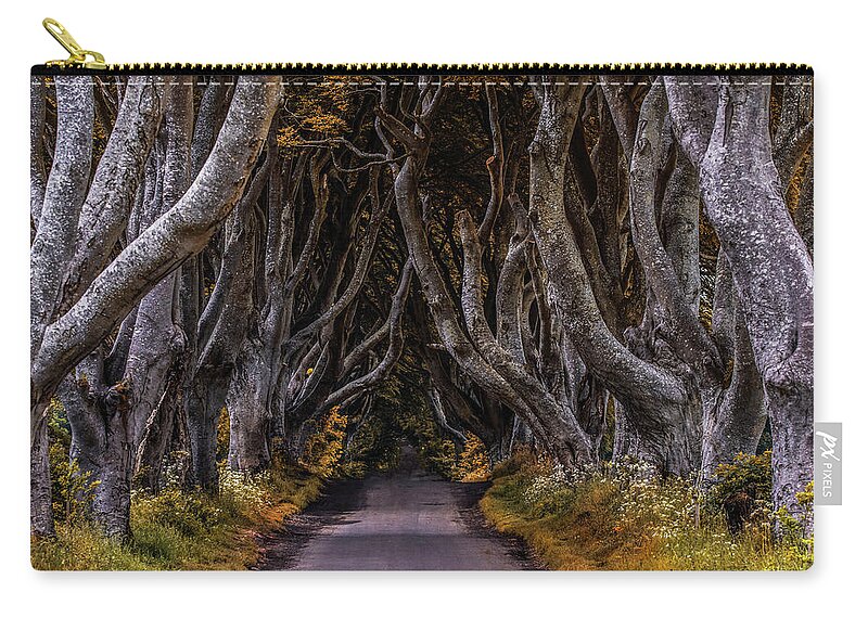 Europe Zip Pouch featuring the photograph Pretty autumn morning at Dark Hedges by Jaroslaw Blaminsky