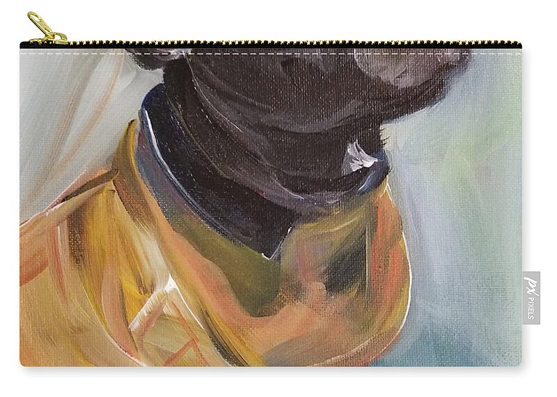 Dog Zip Pouch featuring the painting Pretty Girl in Carhartt by Leah Keilman