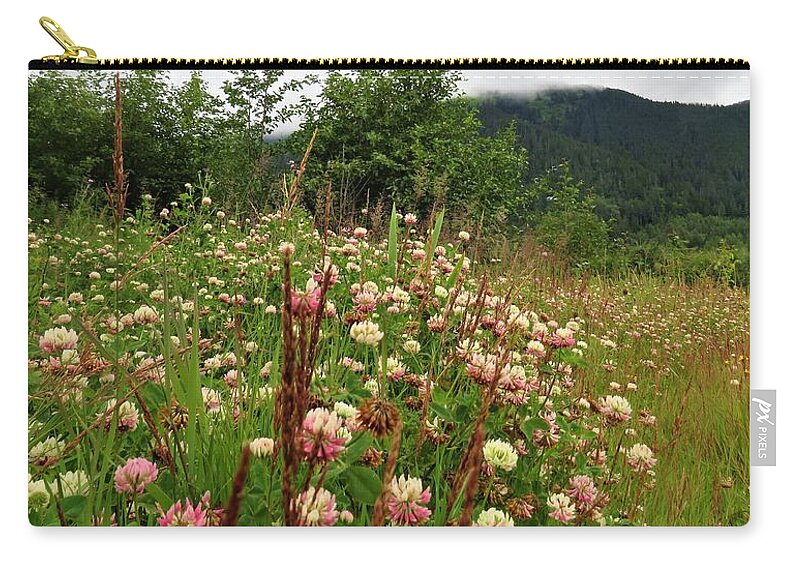 Flowering Field Zip Pouch featuring the photograph Pretty Pink Fields by Joan Stratton