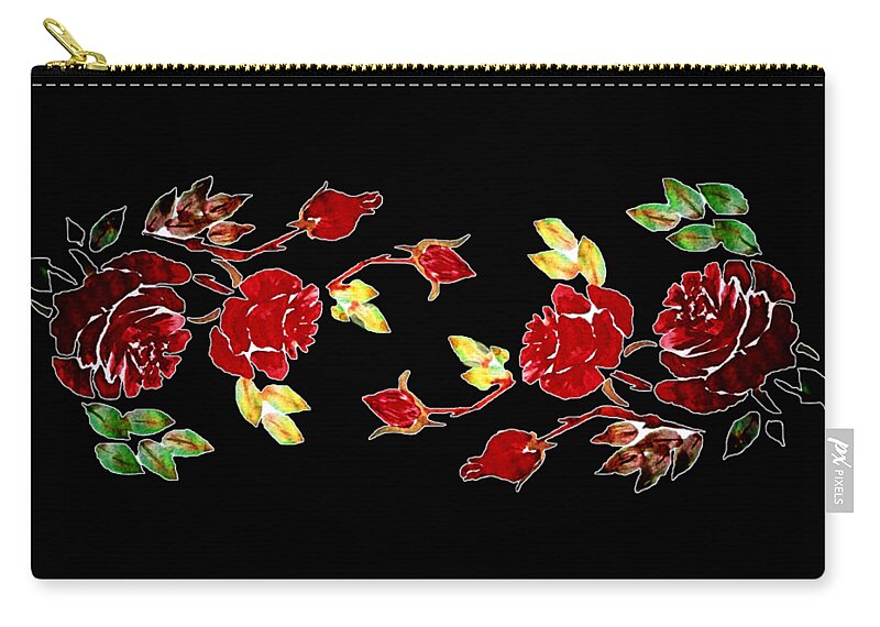 Pretty Zip Pouch featuring the painting Pretty Red Rose Watercolor Transparent Background YOU CHOOSE THE COLOR for Cups by Delynn Addams