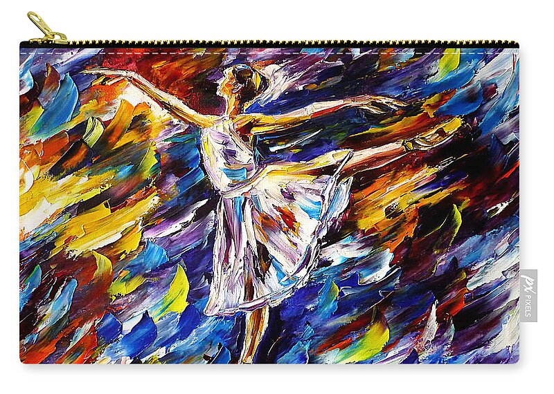 Ballet Dancer Zip Pouch featuring the painting Prima Ballerina by Mirek Kuzniar