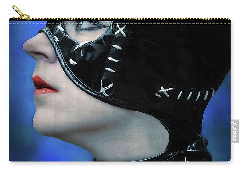 Cat Zip Pouch featuring the photograph Profile Of A Cat Woman by Jon Volden
