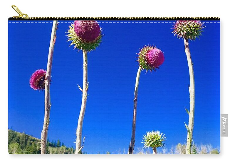 Zip Pouch featuring the digital art Proud Mountain Flowers by Cindy Greenstein
