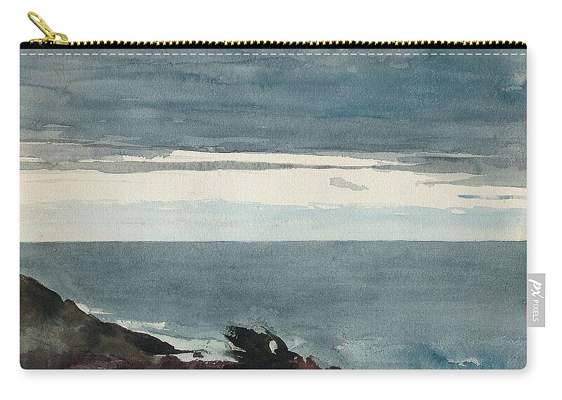 19th Century Art Zip Pouch featuring the drawing Prout's Neck, Evening by Winslow Homer