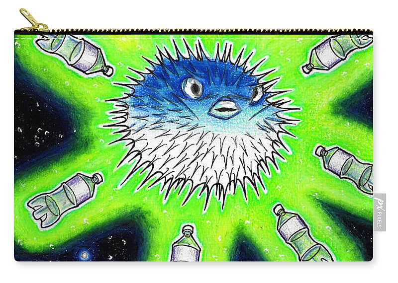 Space Zip Pouch featuring the mixed media Puffer-dew by Sylvia Jean