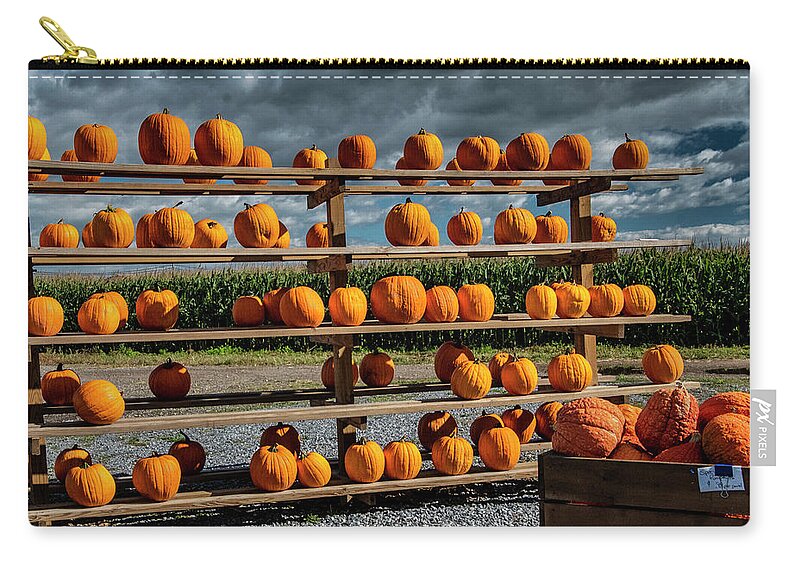 Pumpkins Zip Pouch featuring the photograph Pumpkin Sale by Cathy Kovarik