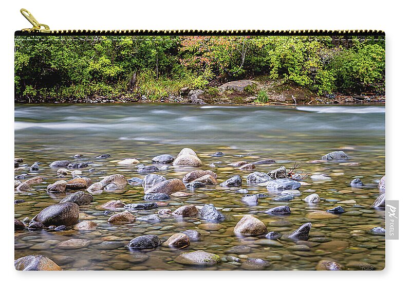 Landscapes Zip Pouch featuring the photograph Puntledge River-3 by Claude Dalley