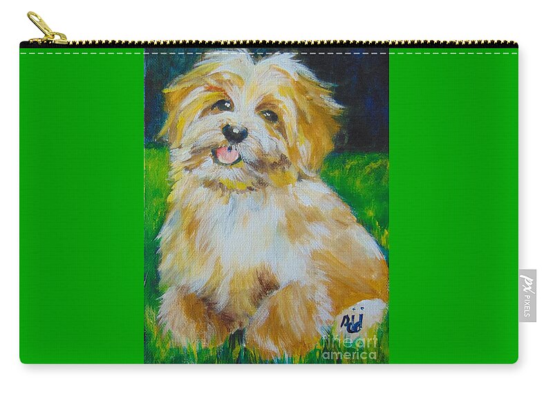 Terrier Carry-all Pouch featuring the painting Puppy by Saundra Johnson