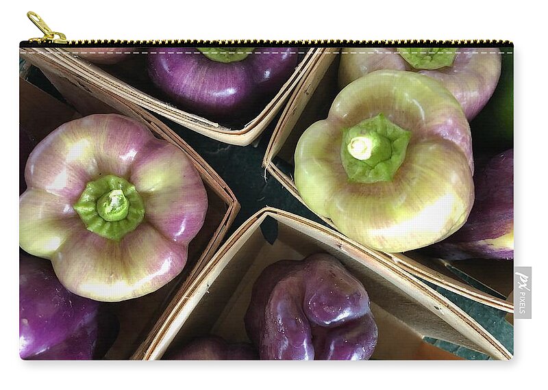Freshness Zip Pouch featuring the photograph Purple and White Bell Peppers by Jori Reijonen