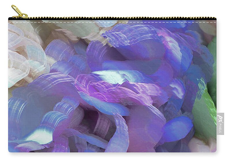 Abstract Zip Pouch featuring the photograph Purple and White flower abstract by Phillip Rubino