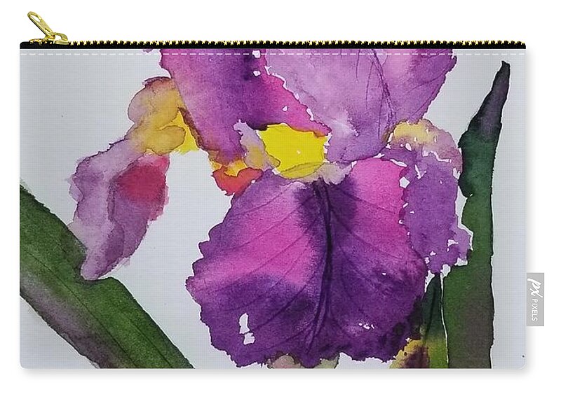 Purple Carry-all Pouch featuring the painting Purple Bearded Iris by Ann Frederick