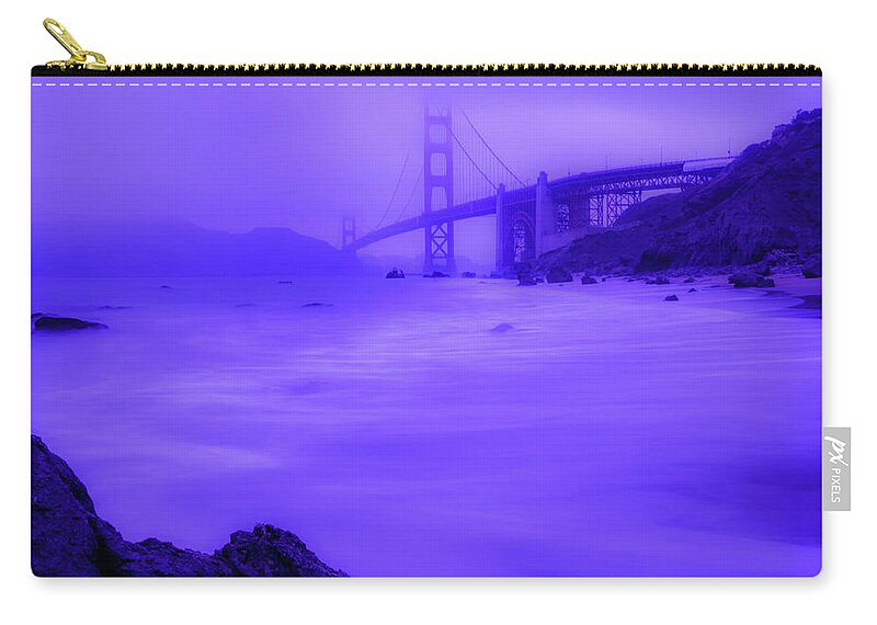 S.f. Zip Pouch featuring the photograph Purple Golden Gate Fog by Mike Long