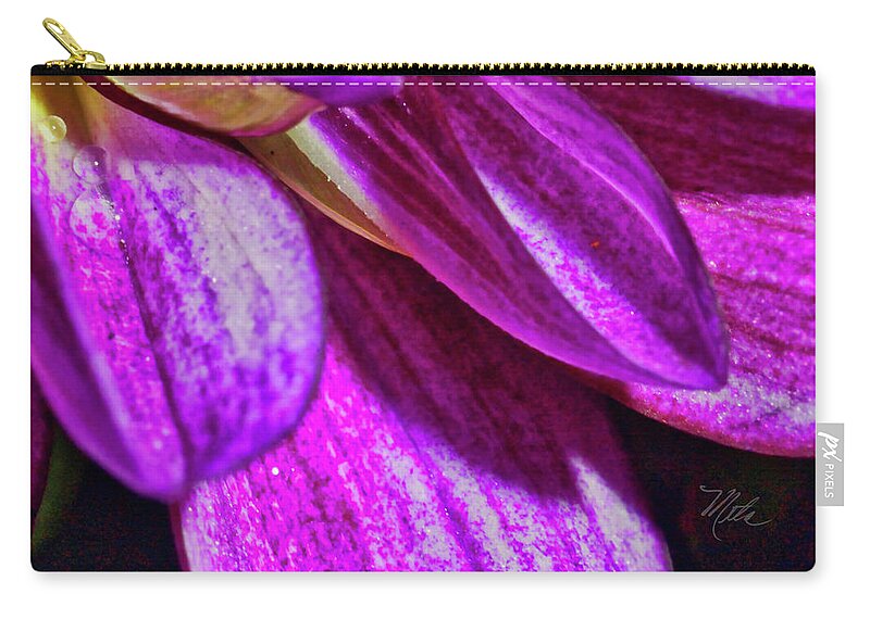 Macro Photography Zip Pouch featuring the photograph Purple Petals by Meta Gatschenberger