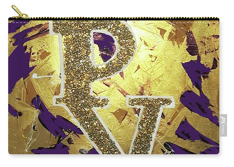 Pv Gold And Purple Zip Pouch featuring the painting PV-UKnow by Femme Blaicasso
