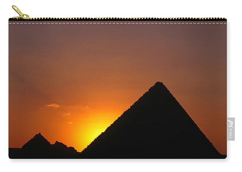 Orange Color Carry-all Pouch featuring the photograph Pyramid Of Mycerinus At Giza At Sunset by Anders Blomqvist