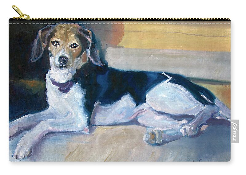 Portrait Zip Pouch featuring the painting Queen Bee by Sheila Wedegis