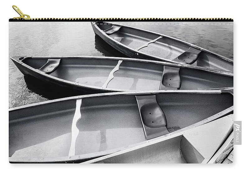 Canoe Zip Pouch featuring the photograph Quiet Waters Canoes by Karen Smale