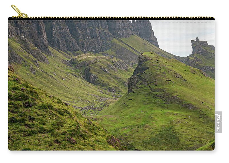 Isle Of Skye Zip Pouch featuring the photograph Quiraing mountain summit in the Isle of Skye by Michalakis Ppalis