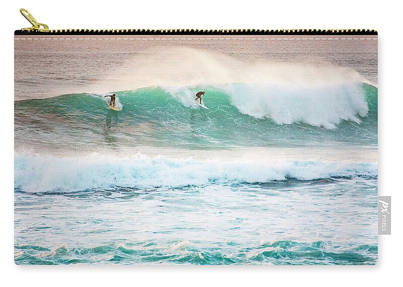 Surf Zip Pouch featuring the photograph Race for the Wave by Anthony Jones