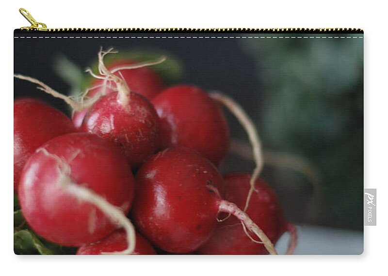 Healthy Eating Zip Pouch featuring the photograph Radishes And Kale by Shawna Lemay