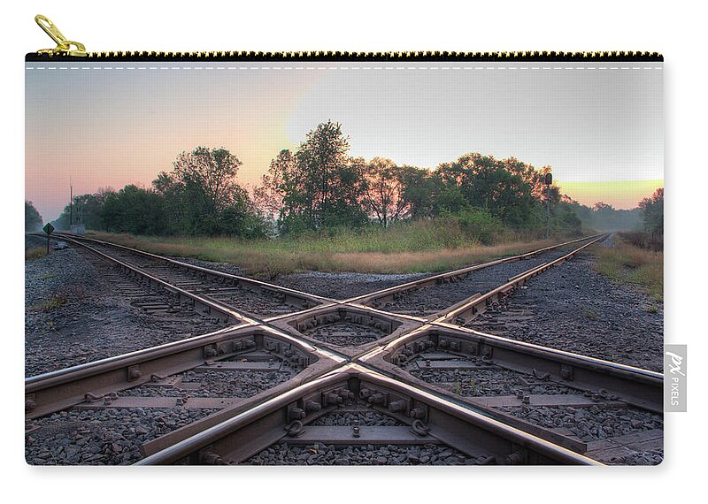 Grass Zip Pouch featuring the photograph Railroad Diamond by Jerad Heffner
