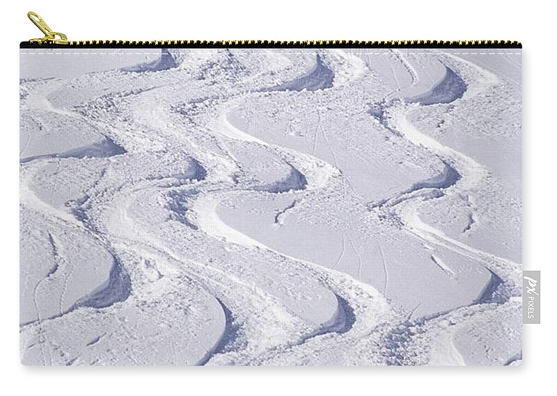 Skiing Zip Pouch featuring the photograph Rails In Snow by Marten Adolfson