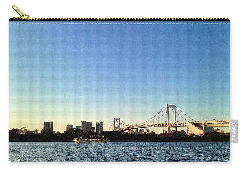 Tranquility Zip Pouch featuring the photograph Rainbow Bridge With Ferry by Hide