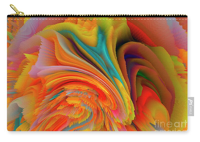 Rainbow Zip Pouch featuring the mixed media A Flower In Rainbow Colors Or A Rainbow In The Shape Of A Flower 2 by Elena Gantchikova