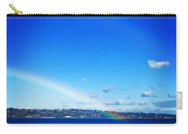 Rainbow Zip Pouch featuring the photograph Rainbow in Blue by Suzanne Lorenz
