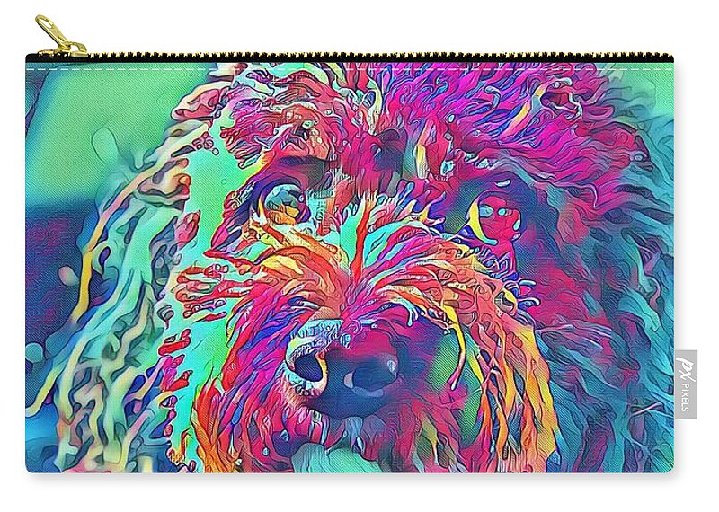  Zip Pouch featuring the digital art Rainbow Pup by Cindy Greenstein