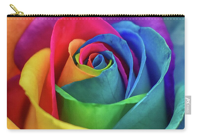 Rose Zip Pouch featuring the photograph Rainbow Rose by Michelle Wittensoldner