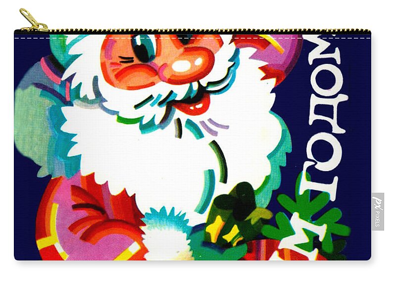Rainbow Zip Pouch featuring the digital art Rainbow Santa by Long Shot